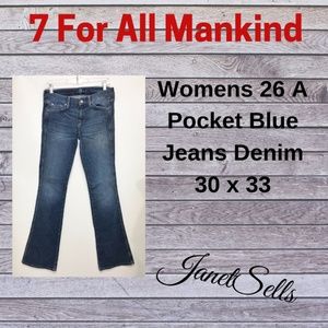 7 For All Mankind 26 A Pocket Blue Jeans